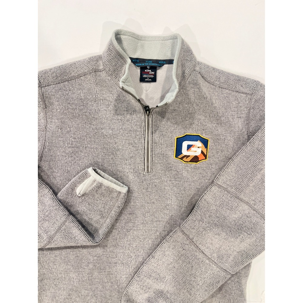 Kuhl ThermoKore Mens Gray Quarter Zip Fleece Pullover  Mountain Patch Large